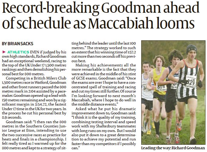 Goodman demolishes his PBs - JC 19-06-09