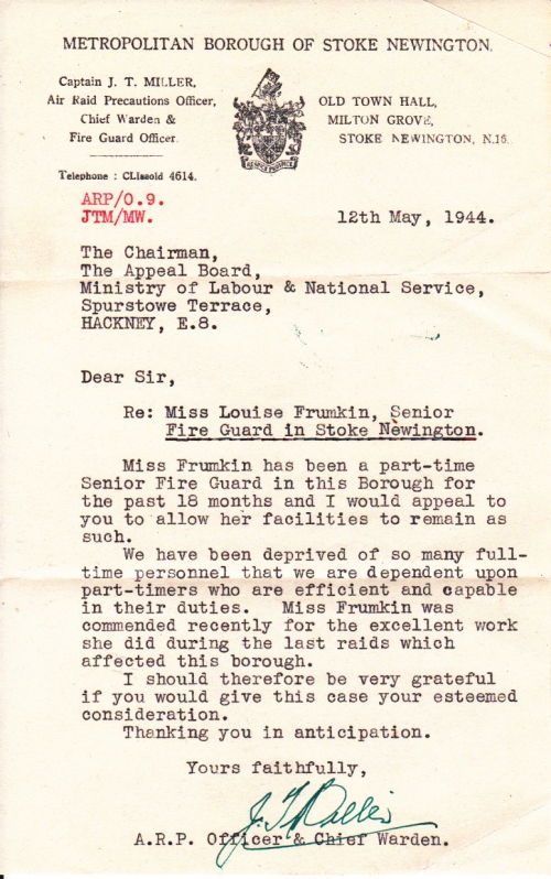 Chief Warden commending, 12 May 1944 - 500w