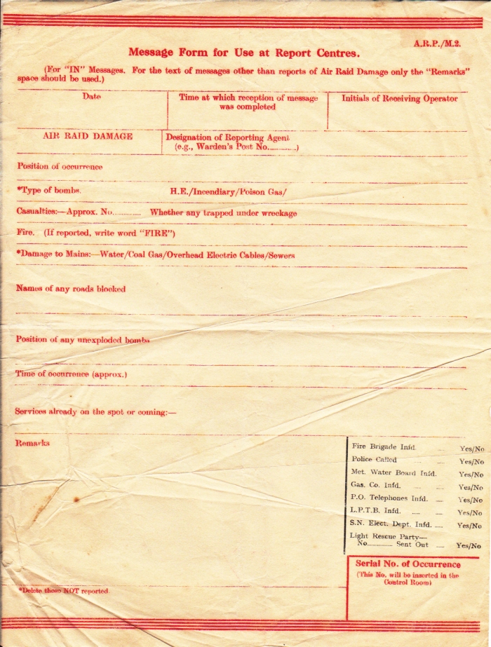 Message Form used at Report Centre - 700w